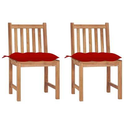 Tuinstoelen 2 st met kussens massief teakhout