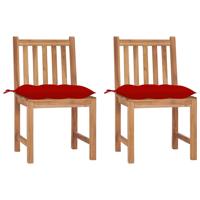 Tuinstoelen 2 st met kussens massief teakhout