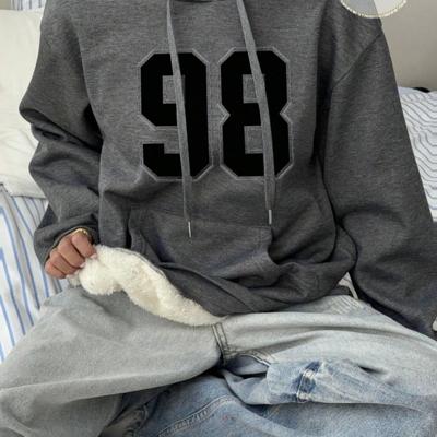 Bon&Bon Women's Loose Casual Gray Hoodie | Warm Long Sleeve Pullover Grey-5 / XL