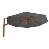 VirgoFlex Zweefparasol houtlook grijs 350 cm ronde parasol - thumbnail