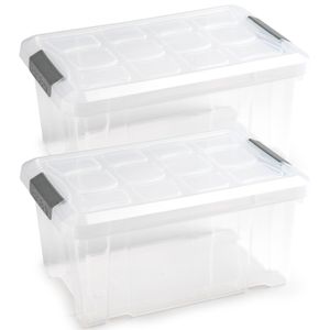 3x Opslagbakken/organizers met deksel 5 liter 29 cm transparant