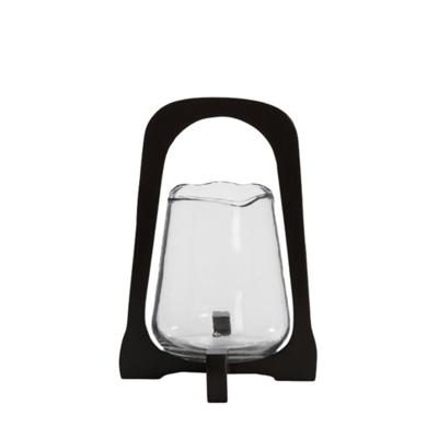 Windlicht Anosy glas hout zwart M