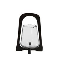 Windlicht Anosy glas hout zwart M