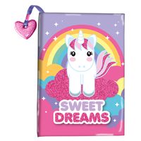 Roze/paars dagboek Sweet Dreams unicorn/eenhoorn met glitter - thumbnail