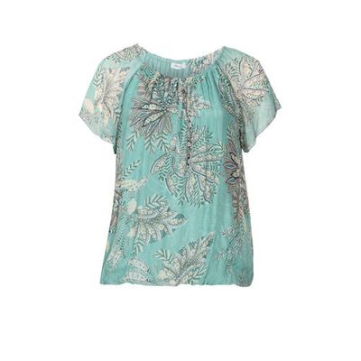 Paprika gebloemde semi-transparante top mintgroen/beige/donkerrood Paprika gebloemde semi-transparante top mintgroen/beige/donkerrood