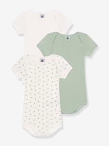 Set van 3 rompertjes met korte mouwen PETIT BATEAU amandelgroen