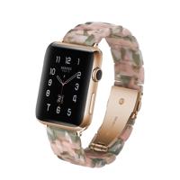 Eenvoudige mode hars horloge band voor Apple horloge serie 4 44mm & serie 3 & 2 & 1 42mm (roze groen)