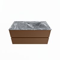 MONDIAZ VICA-DLUX 100cm badmeubel onderkast Rust 2 lades. Inbouw wastafel CLOUD rechts zonder kraangat, kleur Lava. - thumbnail