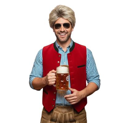 Verkleed pruik - blond haar - voor heren - oktoberfest - schlager pruik