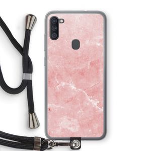 Roze marmer: Samsung Galaxy A11 Transparant Hoesje met koord