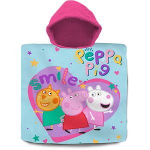 Peppa Pig bad cape/poncho - 60 x 120 cm - katoen - voor kinderen One size  -