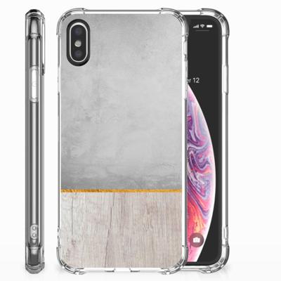 Apple iPhone X | Xs Stevig Telefoonhoesje Wood Concrete Apple iPhone X | Xs Stevig Telefoonhoesje Wood Concrete