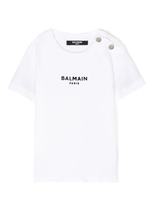 Balmain Kids t-shirt en coton à logo imprimé - Blanc