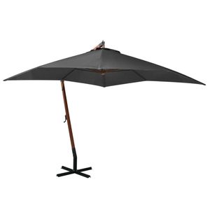 VidaXL Zweefparasol met paal 3x3 m massief vurenhout antracietkleurig
