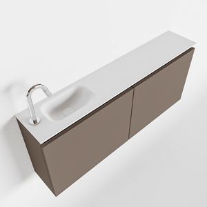 MONDIAZ TURE 120cm toiletmeubel smoke. EDEN wastafel talc links 1 kraangat