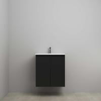 On-Line Onderkast - 60 cm - Voorgemonteerd - Greeploos 2 Deuren - Acryl Wastafel - 1 Kraangat - Mat Zwart
