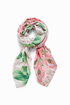 Rechthoekige sjaal met bloem - ORANGE - U