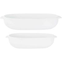 Set van 2x stuks witte ovenschalen/serveerschalen ovaal 18 x 11 cm en 24 x 15 cm