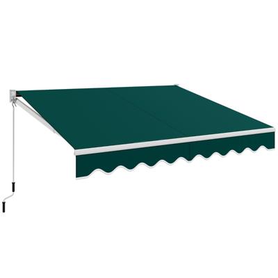Handmatig Uitschuifbaar Zonnescherm Instelbare Hoek 40°-100° Zonder Boren/Gemaakt van Aluminium en Garengeverfde Stof -Groen