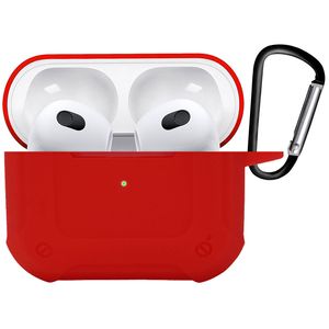 Basey Hoes Voor AirPods 3 Hoesje Shock Case Met Karabijnhaak - AirPods 3 Case Shock Hoes Cover - Rood