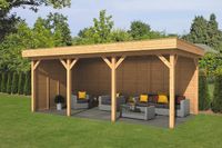 Lariks/Douglas Overkapping Oslo L type 6 blank 690x380 cm- Plat dak- Onbehandeld lariks Douglas hout- Tuindeco