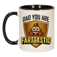 Cadeau koffie/thee mok voor papa - zwart - fantastische pap - keramiek - 300 ml - Vaderdag   -