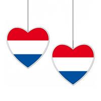 Hangdecoratie hartje van landen vlag Nederland - 2x stuks - H14 cm - EK/WK - versiering - papier