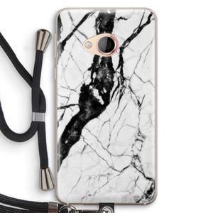 Witte marmer 2: HTC U Play Transparant Hoesje met koord