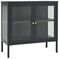 vidaXL Dressoir 70x35x70 cm staal en glas antracietkleurig - thumbnail