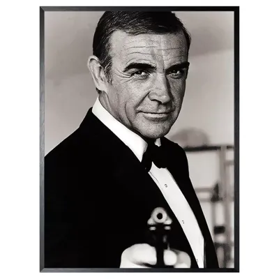 Schilderij 52x62cm Sean Connery with Gun in James Bond art print
