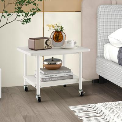 Druckertafel met 2 Niveaus & Vergrendelbare Wielen Printerstandaard Printerwagen Volledig Wit