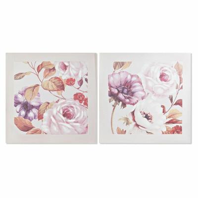 Schilderij DKD Home Decor Rozen Romantiek 70 x 3 x 70 cm (2 Stuks)