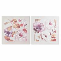 Schilderij DKD Home Decor Rozen Romantiek 70 x 3 x 70 cm (2 Stuks)