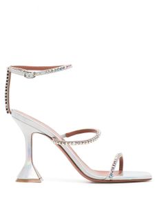 Amina Muaddi sandales Gilda 95 mm à ornements en cristal - Argent