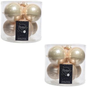 12x Licht parel/champagne glazen kerstballen 8 cm glans en mat