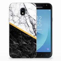 Samsung Galaxy J3 2017 TPU Siliconen Hoesje Marmer Wit Zwart - Origineel Cadeau Man - thumbnail