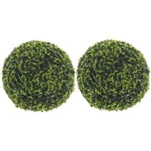 2x stuks buxus bollen Theeblad groen D27 cm kunstplant