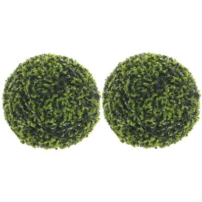 2x stuks buxus bollen Theeblad groen D27 cm kunstplant