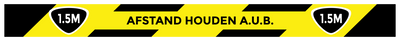 Vloermarkering sticker 1,5 meter afstand houden A.U.B - 75 x 900 mm - Vloersticker 1,5 meter afstand houden A.U.B
