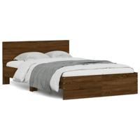 Bedframe met hoofdeinde en LED bruin eikenkleur 140x200 cm