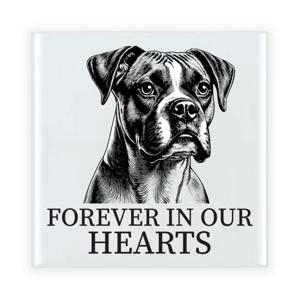 Herdenkings cadeau tegel - hondenliefhebber - Boxer hond - zwart/wit - keramiek - 15 cm
