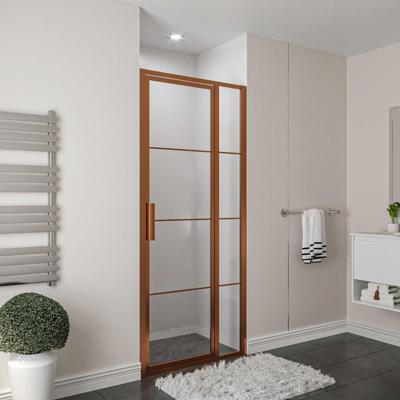 Aqua Vista Triple Draaideur met vast deel - 100x200 cm - helder glas - geborsteld koper R-BC-L100-FFF