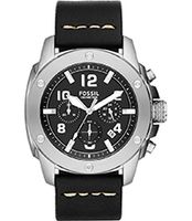 Horlogeband Fossil FS4928 Leder Zwart 24mm