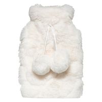 Superzachte fluffy pluche warmwaterkruik met hoes wit 280 ml