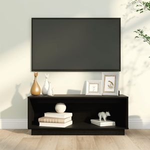 Tv-meubel 90x35x35 cm massief grenenhout zwart