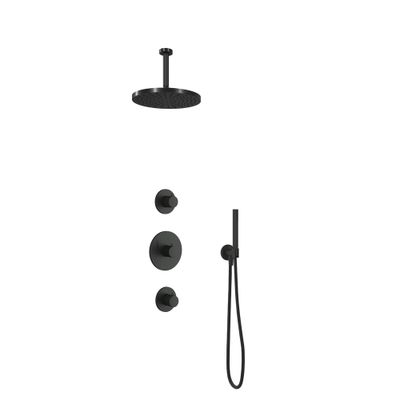 Hotbath Cobber IBS20BL inbouwdouche met 15cm plafondbuis en 30cm hoofddouche zwart mat