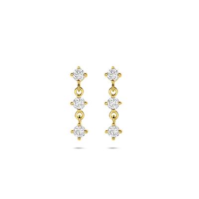 Verguld 925 zilveren oorhangers met zirkonia - 16mm