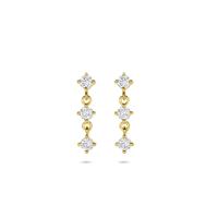 Verguld 925 zilveren oorhangers met zirkonia - 16mm