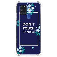 Samsung Galaxy A21s Anti Shock Case Flowers Blue DTMP - thumbnail