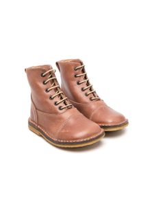 Pépé Kids bottines en cuir à lacets - Marron